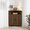 Walnut, variant on Smuxee Farmhouse Corner Bathroom Storage Cabinet, Freestanding Triangle Linen Organizer Cabinet with Barn Doors & Adjustable Shelves for Laundry Room,White