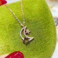 thumbnail image 4 of Romantic Moon&Star 14k Rose Gold Plated Cubic Zircon Necklace Pendant Jewelry, 4 of 7