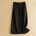 thumbnail image 3 of hoksml Women's Cotton Linen Skirt Soft A-line Retro Casual Skirt Midi Skirt with Pockets on Clearance, 3 of 5