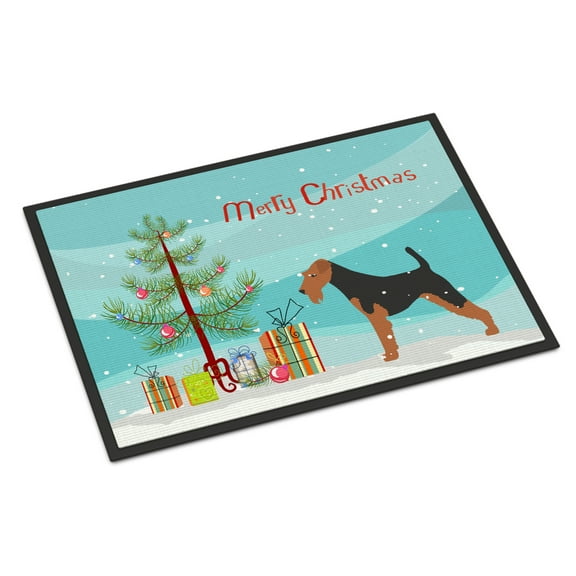 Carolines Treasures BB2903JMAT Welsh Terrier Merry Christmas Tree Door Mat Indoor Rug or Outdoor Welcome Mat 24x36