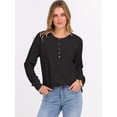 thumbnail image 2 of Top Henley de Punto Waffle de Manga Larga para Mujer ANRABESS Talla M, 2 of 7