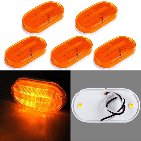 Scitoo 5x Universal Waterproof 12V Amber Oblong Side Marker Light 6 Leds fit RV Trailer Truck Camper Csr