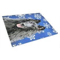 Caroline's Treasures SC9398LCB Belgian Sheepdog Winter Snowflakes Holiday Glass Cutting Board Large, 12H x 16W,