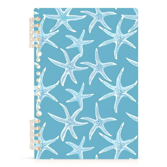 Blue Pastel Starfish Spiral Notebooks 60 Sheets 120 Pages A5 Journal Notepad 8.3x5.7 Inch Thick Adjustable College Ruled Paper