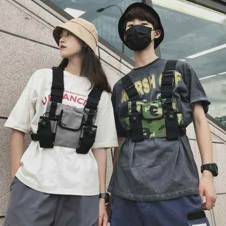 Men Women Chest Rig Bag Multi-pocket Vest Hip Hop Streetwear Functional Harness Chest Rig Pack Adjustable Waist Bag