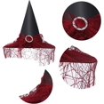 thumbnail image 2 of Sombrero de bruja de Halloween JAMW Vintage transparente con estampado de velo de encaje burdeos, 2 of 4