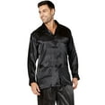 thumbnail image 6 of INTIMO Mens' Classic Satin Long Sleeve One Pocket Pajama Shirt Sleep Lounge Top, 6 of 6