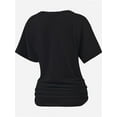 thumbnail image 3 of Women's Short Sleeve Shirts Solid Color Boat Neck Tops V Neck Shirts for Women Dolman Top with Side Shirring Detail, 3 of 5