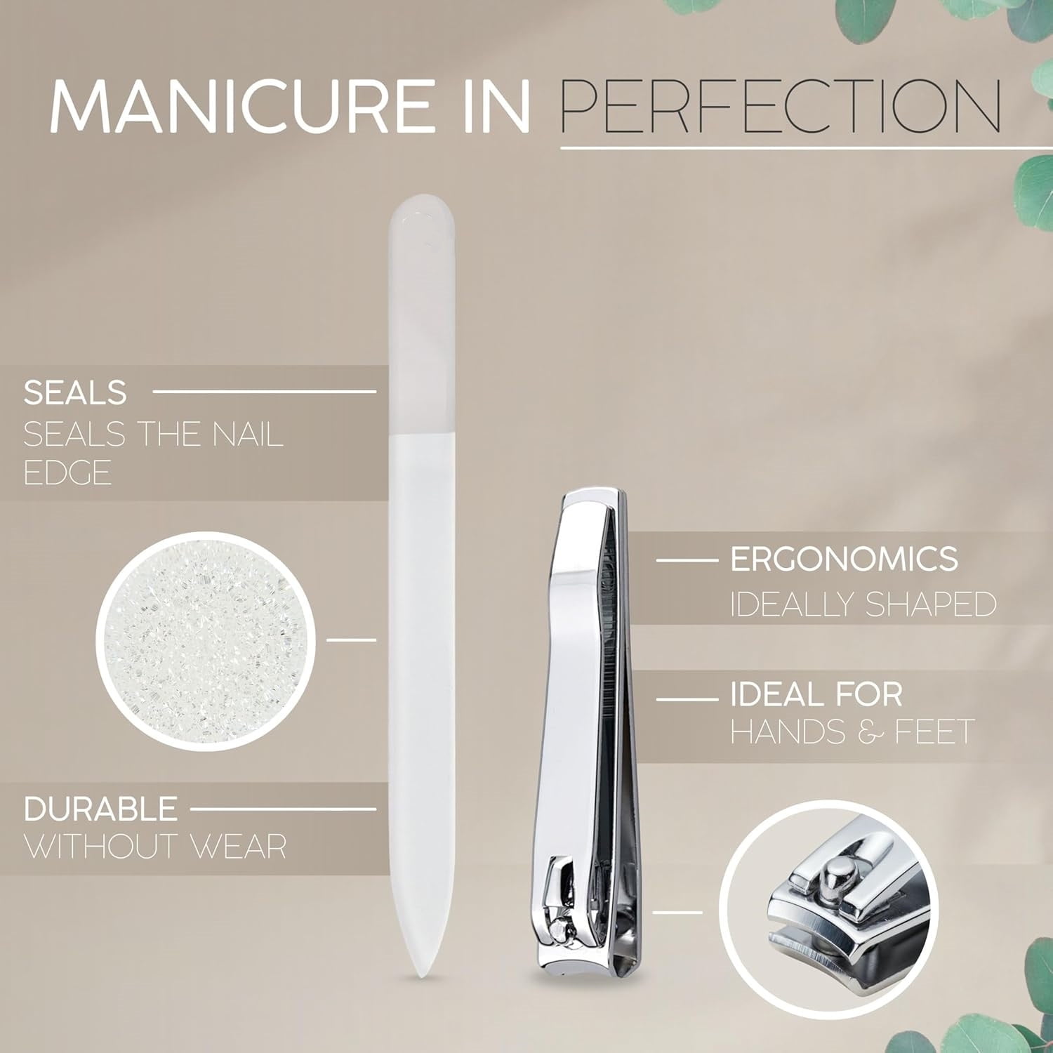 Manicure Set Women and Men – 12-Piece Professional Grooming Kit with Premium Tools, Genuine Leather Case, and Exclusive Glass Nail File for Hand & Foot Care