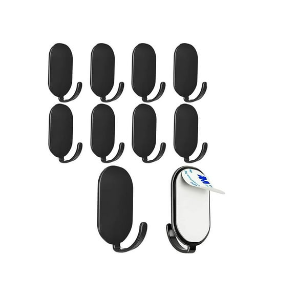 Queilt 10 Pieces 3M Adhesive Hooks, Wall Adhesive Hooks, Stainless Steel Adhesive Hooks, Self Adhesive Hooks, Self Adhesive Wall Hooks for Bathroom Kitchen, Anti-Rust and Waterproof
