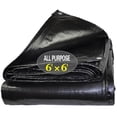 thumbnail image 1 of Lona resistente al agua de 6 x 6 pies TEZONG Lona de polietileno multiusos para exteriores, cubierta negra para lluvia de emergencia, muebles de patio, techo, camping, coche, piscina, 10 mil de espeso, 1 of 5