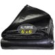 thumbnail image 1 of Lona resistente al agua de 6 x 6 pies TEZONG Lona de polietileno multiusos para exteriores, cubierta negra para lluvia de emergencia, muebles de patio, techo, camping, coche, piscina, 10 mil de espeso, 1 of 5