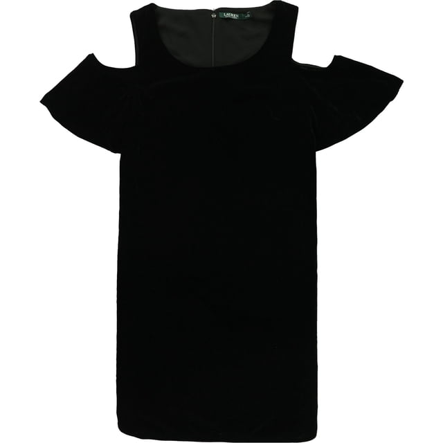 Vestido acampanado Ralph Lauren con hombros descubiertos para mujer negro 6