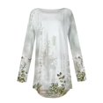 thumbnail image 5 of Women's Shirts Fashion Floral Print Long Blouses Casual Round Neck Loose Shirt Drop Shoulder Tunic Tops Spring Summer Long Sleeved Pullover Top Style 09 XL, 5 of 5