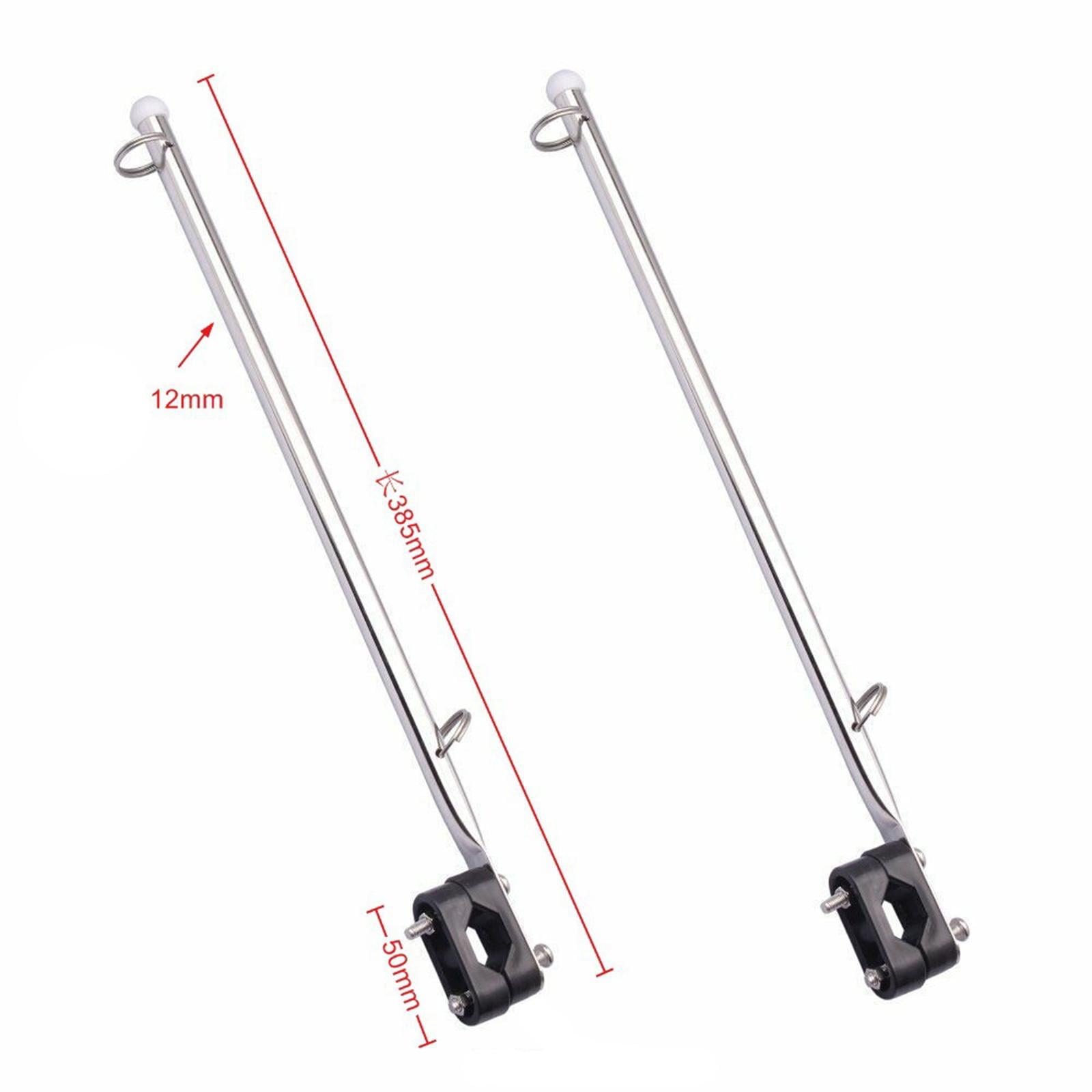 2Pcs Flag Pole Marine Flag Staff Adjustable Boat Parts Yacht with Base Boat, Stainless Steel Holder Durable Flagpole