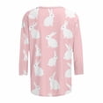 thumbnail image 5 of TaTaai Women Easter Print T-Shirt Crew Neck 3/4 Sleeve Casual Pullover Top Ladies Spring Daily Wear Lightweight Breathable Non-See-Through No Fading Soft Comfortable Fashion Top Gift, 5 of 5