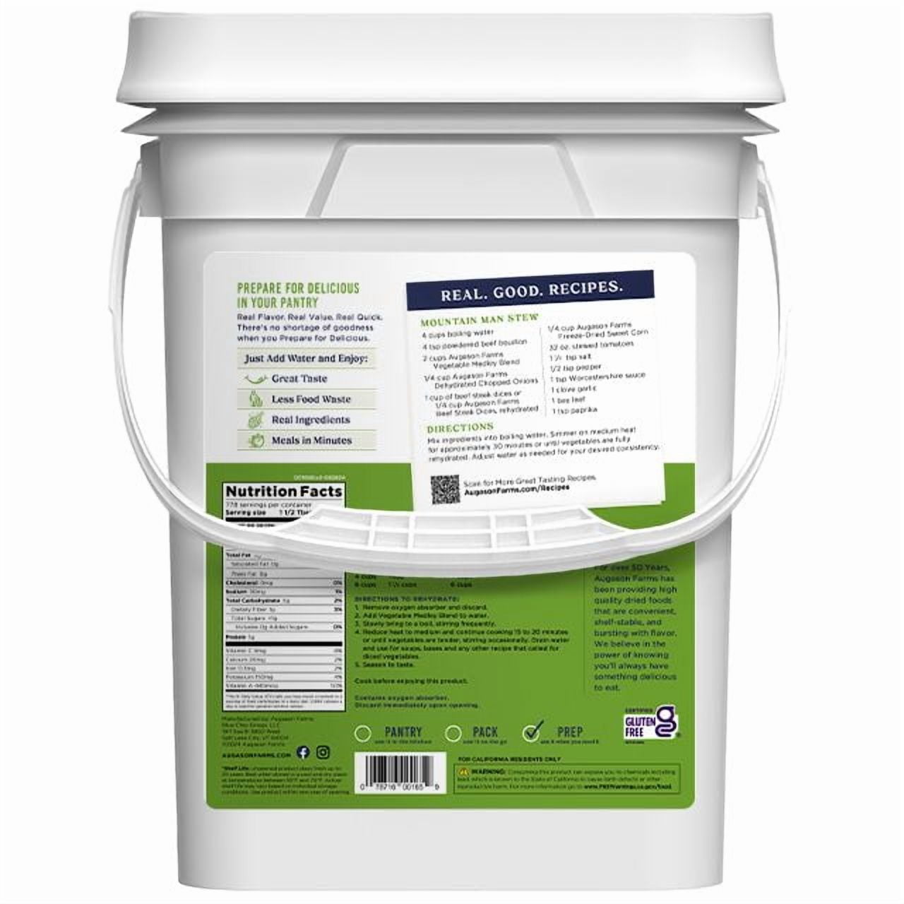 Augason Farms Vegetable Medley Blend 4 Gallon Pail, Bulk Food Storage, Emergency Food Supply, Everyday Meals, 778 Servings