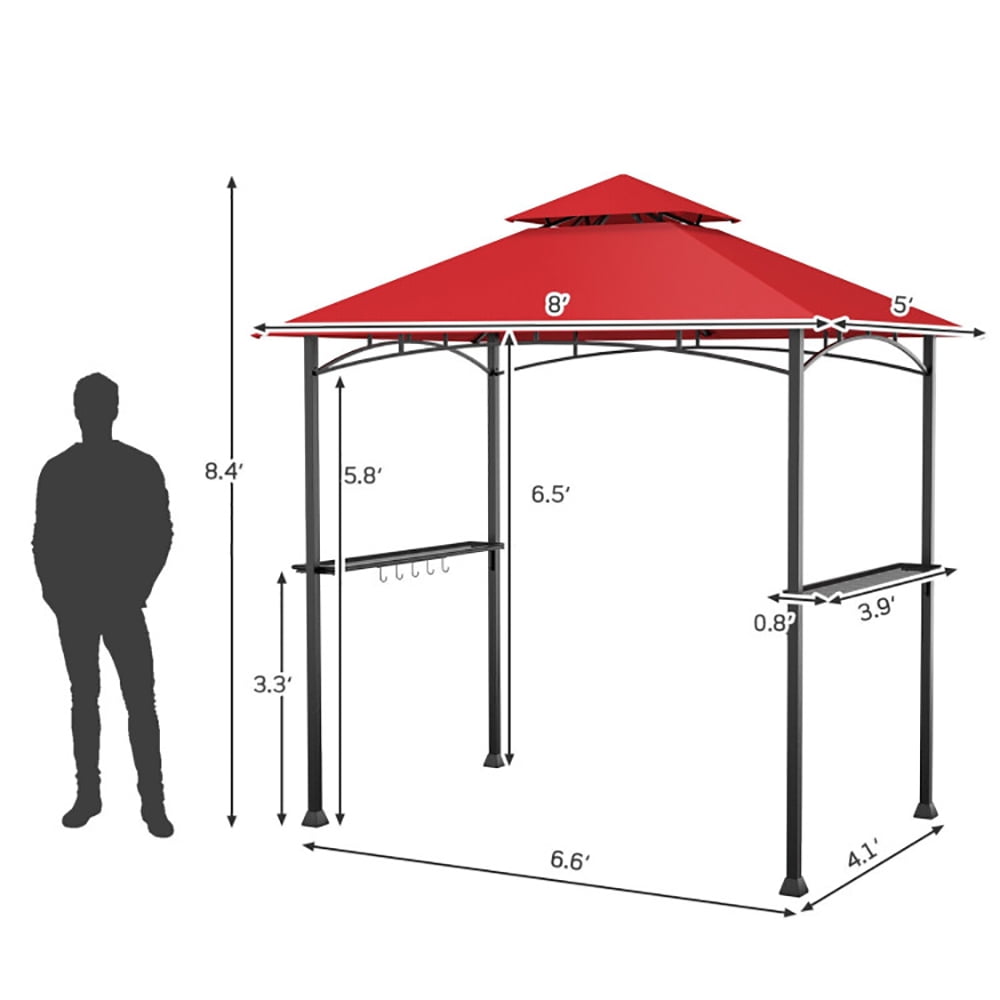 Aimee Lii 8 x 5 Feet Outdoor Barbecue Grill Gazebo Canopy Tent BBQ Shelter, Backyard Canopy Gazebo for Party Wedding, Red Aimee Lii 8 x 5 Feet Outdoor Barbecue Grill Gazebo Canopy Tent BBQ Shelter, Backyard Canopy Gazebo for Party Wedding, Red