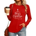 thumbnail image 6 of Christmas Tree Shirt Women Christmas Embroidered Trees Long Sleeve Shirts Gift Xmas Graphic Tee Tops, 6 of 7