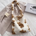 thumbnail image 4 of Bolso de felpa de otoño con estampado de oso de gran capacidad para mujer (blanco), 4 of 6