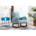 thumbnail image 6 of Rocking Chair, High Backrest Upholstered Velvet Accent Armchair with Rubber Wood Legs and Side Pocket, Comfy Glider Rocker Chair for Living Room and Bedroom, Light Blue, 6 of 7