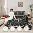 thumbnail image 3 of Castle Fairy Spooky Skull Moth Twin Comforter Sets 2pcs,Boho Star Butterfly Bedding Set,Cream Black,1 Comforter and 1 Pillowcase,Black Reversible, 3 of 6