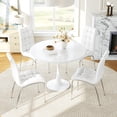 thumbnail image 7 of 5-Piece Dining Table Set, 31.5" Round Tulip Pedestal Dining Table and 4 Ergonomically Designed PU Chairs, Dining Table Set for Kitchen, Living Room, Office, 7 of 7
