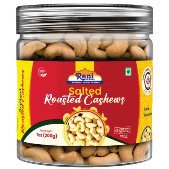 Rani Salted Roasted Cashews 7oz (200g) PET Jar, Non-Fried, Oil Free ~ All Natural | Vegan | Gluten Friendly | NON-GMO | Kosher | Air Roasted, Crunchy & Flavorful