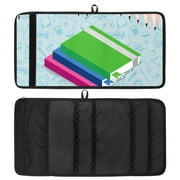 OWNTA World Book Day Colorful Pencils Book Pattern Polyester Oxford Cloth Pencil Case Organizer - Efficient Storage Solution with Large Size 26x50.5 cm