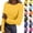 Yellow, variant on VJGBEGW Women Long Sleeve Shirts Rib Knit Slim Fit Tops Basic Tee Spring Outfits Casual T-Shirt Underscrubs Layer Clothes Grey L