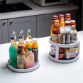 thumbnail image 3 of 2 Set 2-Tier Lazy Susan Turntable Cabinet Organizer,9.8" Spice Condiments Rack 360 Degree Non Skid Rotating Food Storage Container for Kitchen, Countertop, Pantry, Fridge,White/Gray, 3 of 7