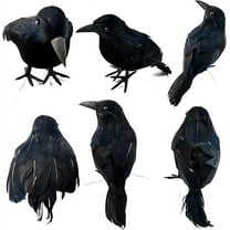 Halloween Crow Decoration 6 Pack Realistic Feathered Crows Halloween Fake Crow Black Crows Artificial Crow Halloween Handmade Feathered Crow For Halloween Indoor Outdoors Ravens Birds Decoration