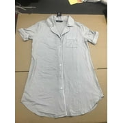 Female Turn-down Collar Cotton Printing Long-Sleeved Lapel Cardigan Pajamas grey M