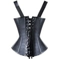 thumbnail image 4 of VASLANDA Womens Sexy PU Steampunk Corset Faux Leather Buckle Zipper Bustier Top Plus Size, 4 of 7