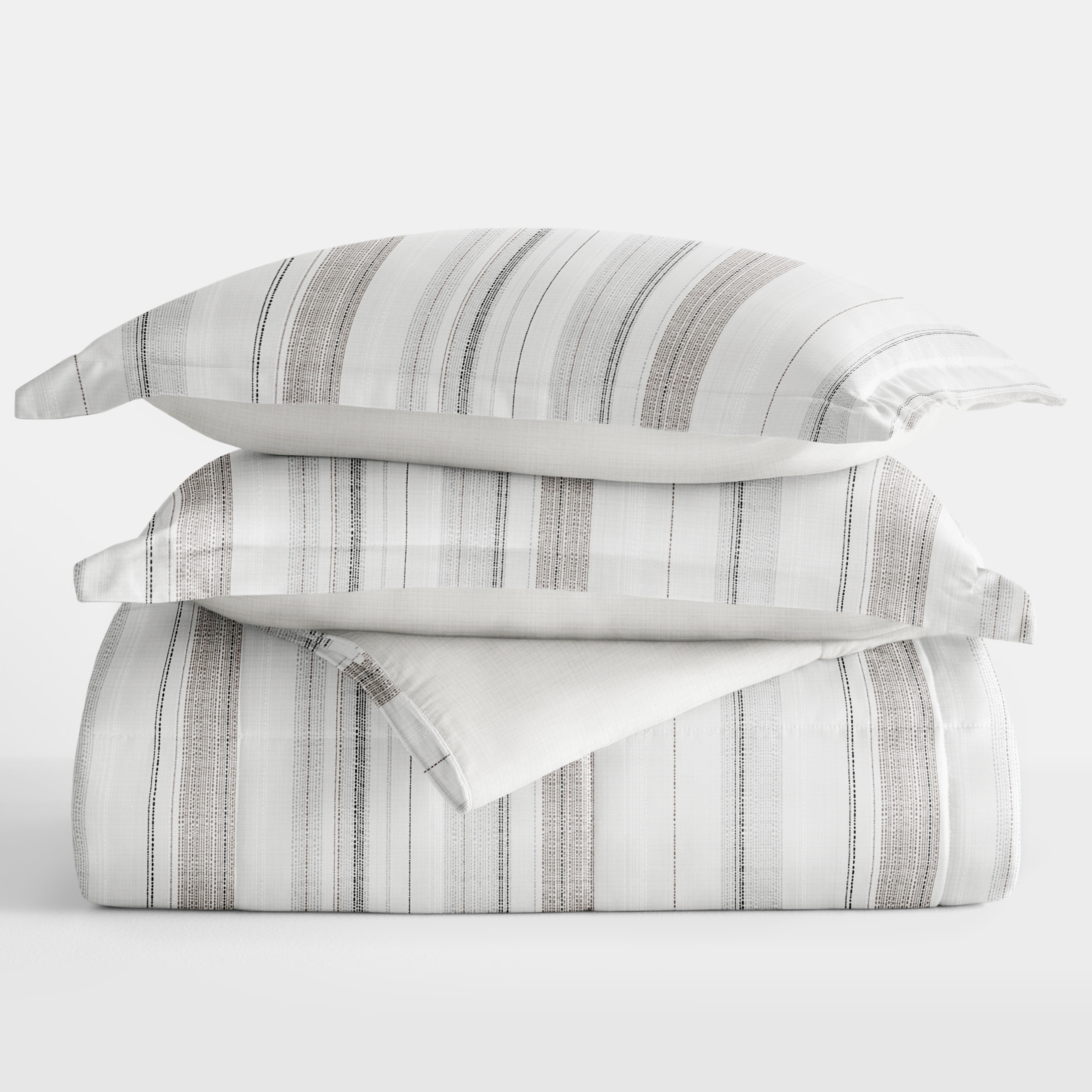 Noble Linens Down Alternative Vertical Stripe Dune Reversible Comforter Set