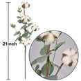 thumbnail image 2 of Tallo de algodón 21 "Flor artificial Ramas de algodón seco natural Granja Decoración de algodón con hojas de eucalipto Plantas para relleno Arreglo floral DIY Home Party Wedding Decoración floral (4 Algodón) oso de fresa Electrónica, 2 of 6