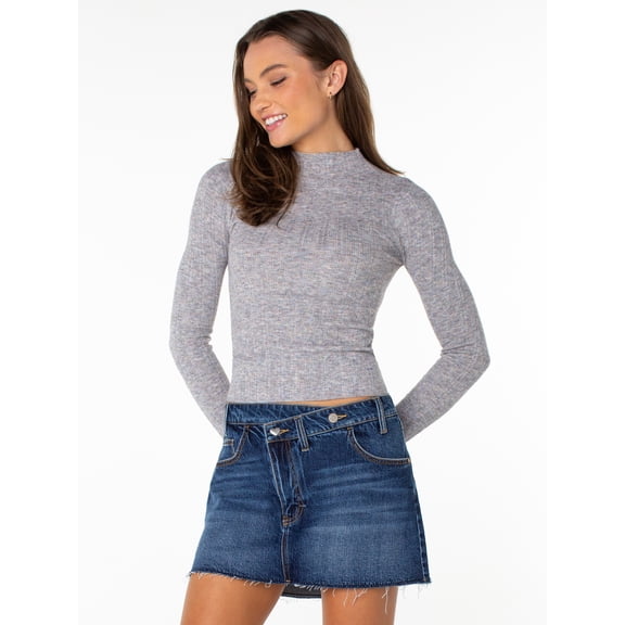 Celebrity Pink Women's and Women's Plus Long Sleeve Mockneck Sweater Top, Sizes XS-4X