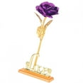 thumbnail image 2 of Nikou Rosa de Tallo Largo bañada en Oro, Regalo, Flor de Hoja de Oro de 24 Quilates, Rosa Artificial, día de San Valentín, Regalo romántico para la decoración de la Mesa del hogar(Púrpura), 2 of 8
