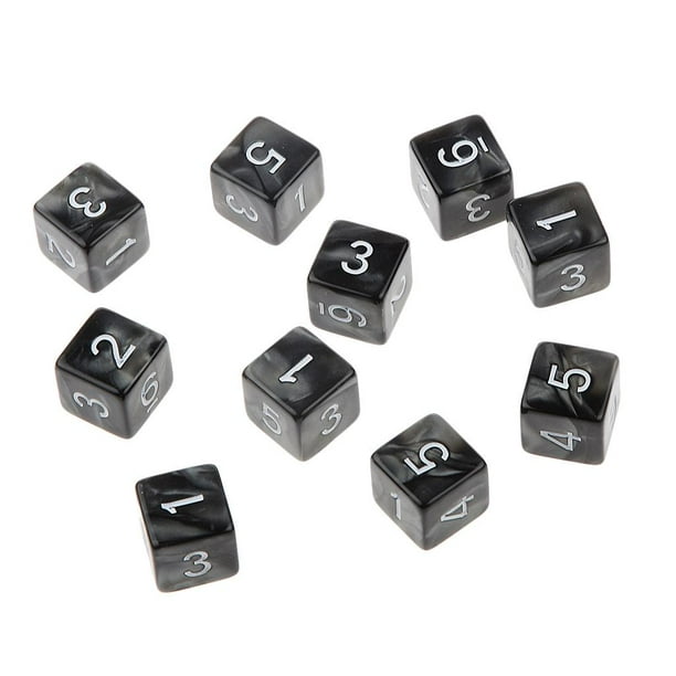 Dados de Seis Lados Sunnimix 10 Piezas Negro