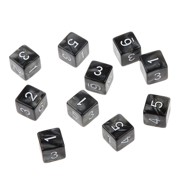 10 dados de seis caras, con números bncos, esquinas cuadradas de , accesorios para Zulema 10 piezas