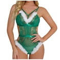thumbnail image 1 of Señoras Navidad Moda Lencería sexy Flores de encaje Hollow Sexy Felpa Malla Mono Traje Fridja nalpqowj43123, 1 of 1