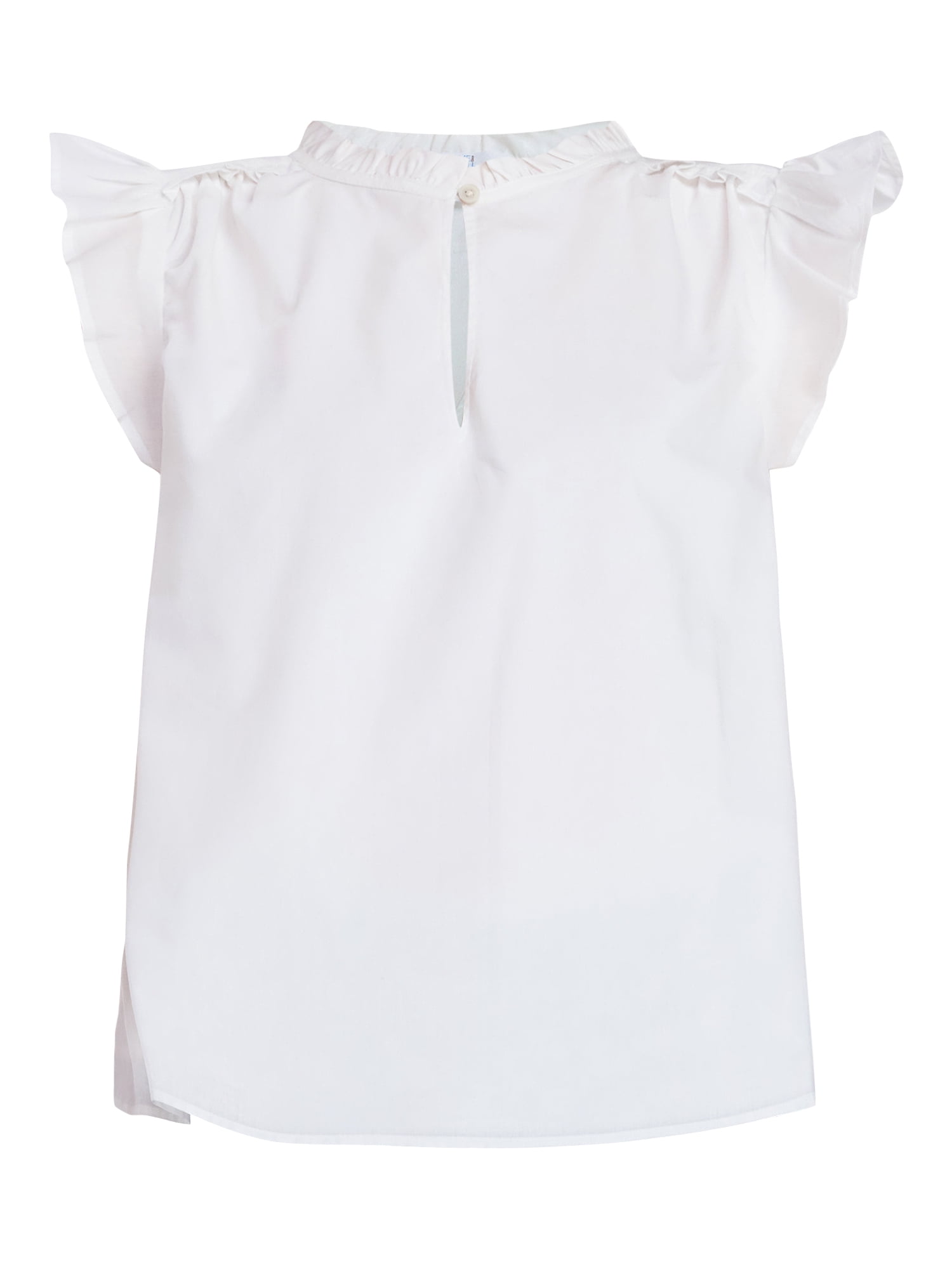 Time and Tru Women's Cotton Split Neck Top with Flutter Sleeves, Sizes XS-XXXL