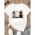thumbnail image 2 of Women's Halloween Short Sleeved T-Shirt Graphic Tee Casual Autumn Holiday Party Top, 2 of 6