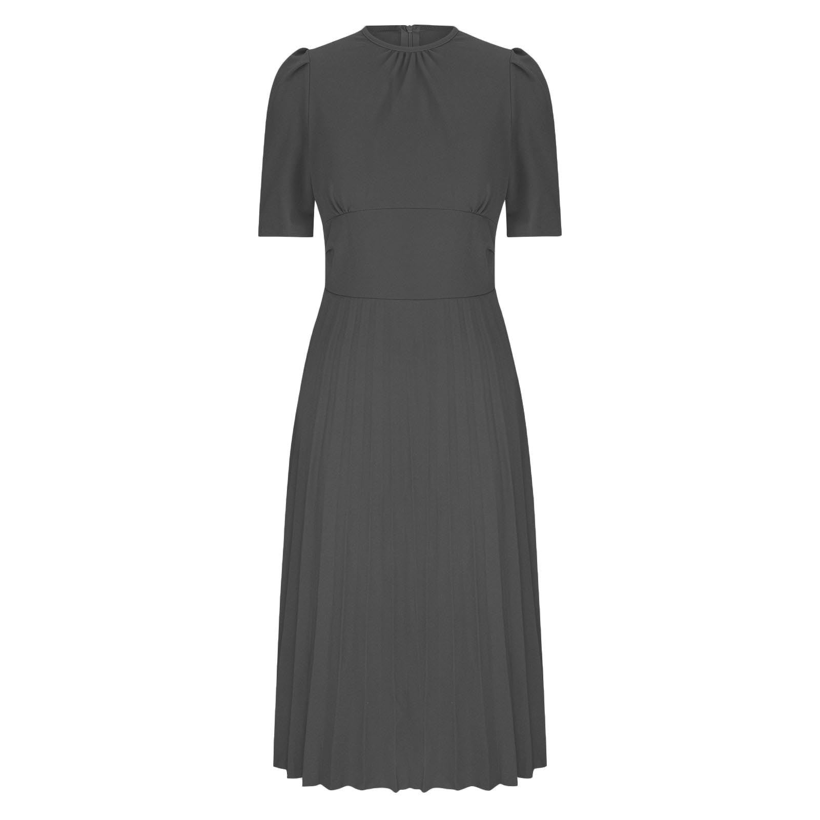 Weiqiqre Summer Dresses for Women Casual Fit and Flare Swing Dress Round Neck Short Sleeve Flowy Church Dress
