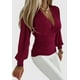 thumbnail image 1 of Blusa de mujer con escote en V, blusa cruzada elegante, blusa túnica de manga larga, 1 of 3