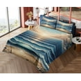 thumbnail image 4 of Ambesonne Seascape Fitted & Top Sheet Set with Shams, Fish Eye Effect Oceanic, Blue Pale Brown, 4 of 5