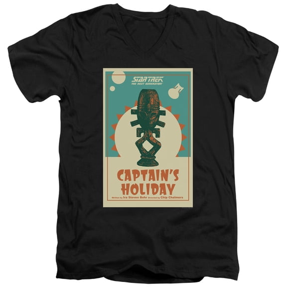 Star Trek Tng Season 3 Episode 19 Adult V-Neck 30/1 T-Shirt Black