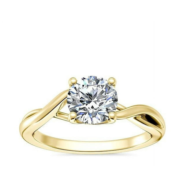 1.00 T.C.W Round Shape Natural Diamond Latest Design Solitaire Wedding Ring for Ladies Solid 14K Yellow Gold Size 8