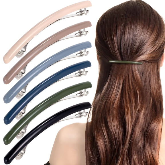 VANIDO 6 Pcs French Hair Barrettes for Women, Non-Slip Spring Flat Clips Pins, Elegant Styling Accessories for Short, Long, Thin, and Thick Hair