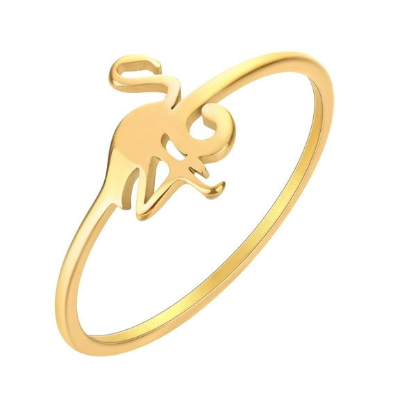Womens Flamingo Ring Stainless Steel Electroplated Jewelry Fashionable Statement Ring Bird Design Finger Ring Elegant